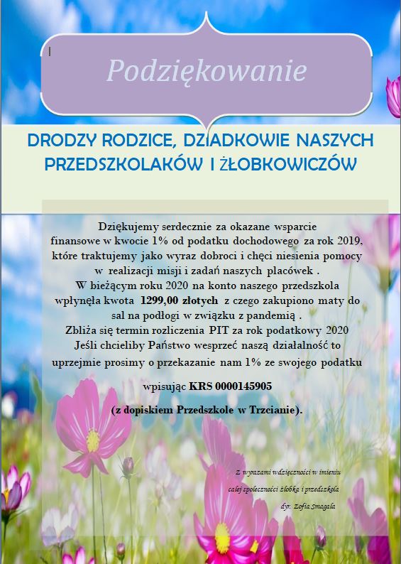 Plakat z podziękowaniami dla babć i dziadków